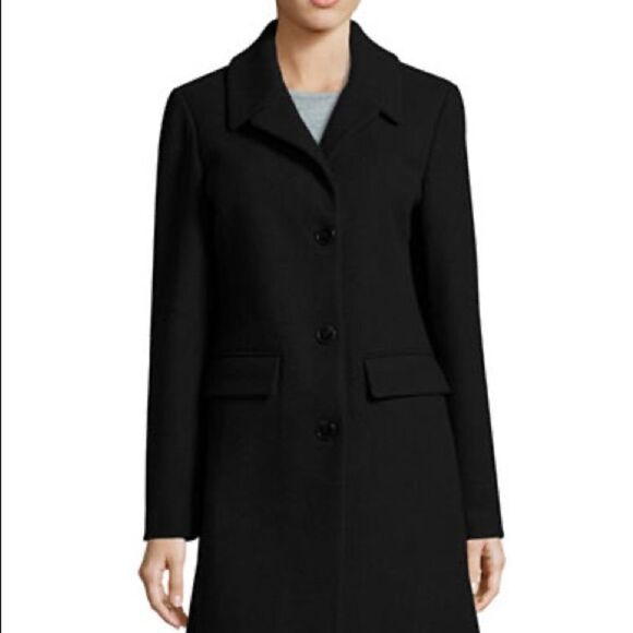 1 Madison the Coat Edit Wool-blend Reefer Coat-black-medium - Picture 1 of 4